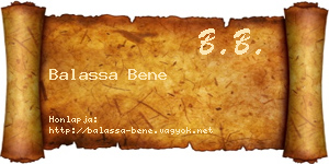 Balassa Bene névjegykártya